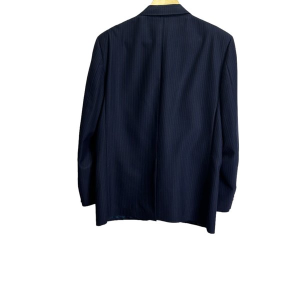 Vintage Yves St Laurent Navy Blue PIn Stripe Blazer Jacket Wool 46R Mens Coat - Picture 3 of 9